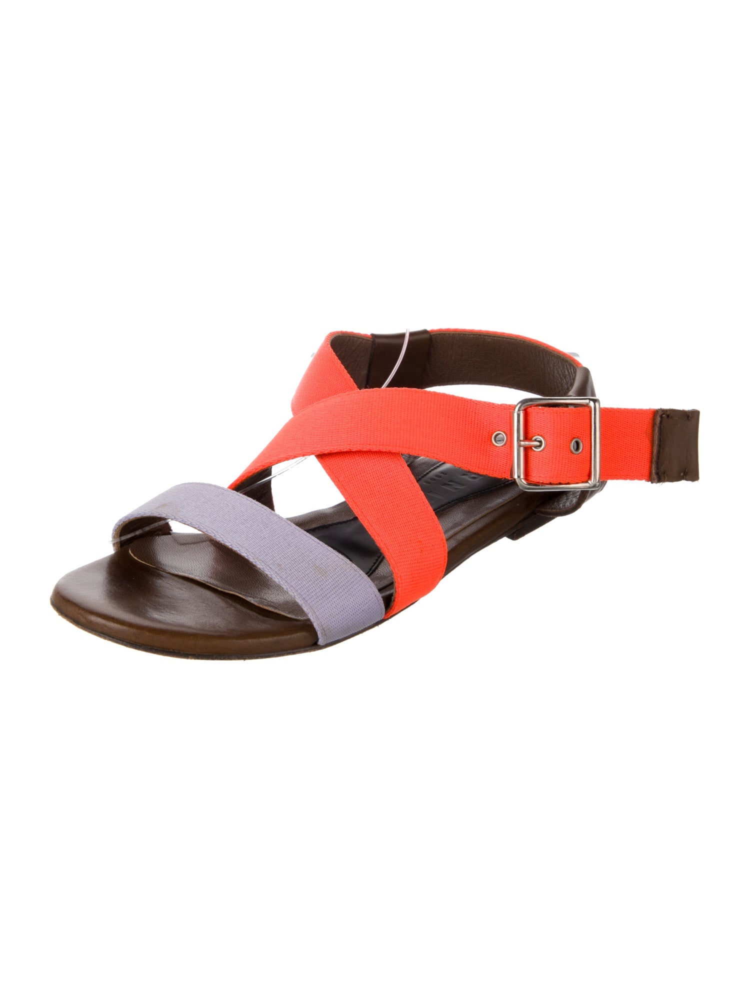 Marni Canvas Colorblock Pattern Slingback Flats