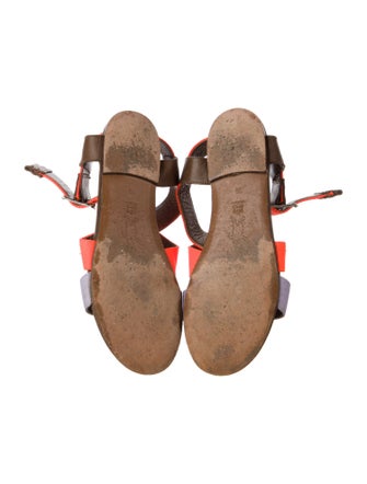 Marni Canvas Colorblock Pattern Slingback Flats