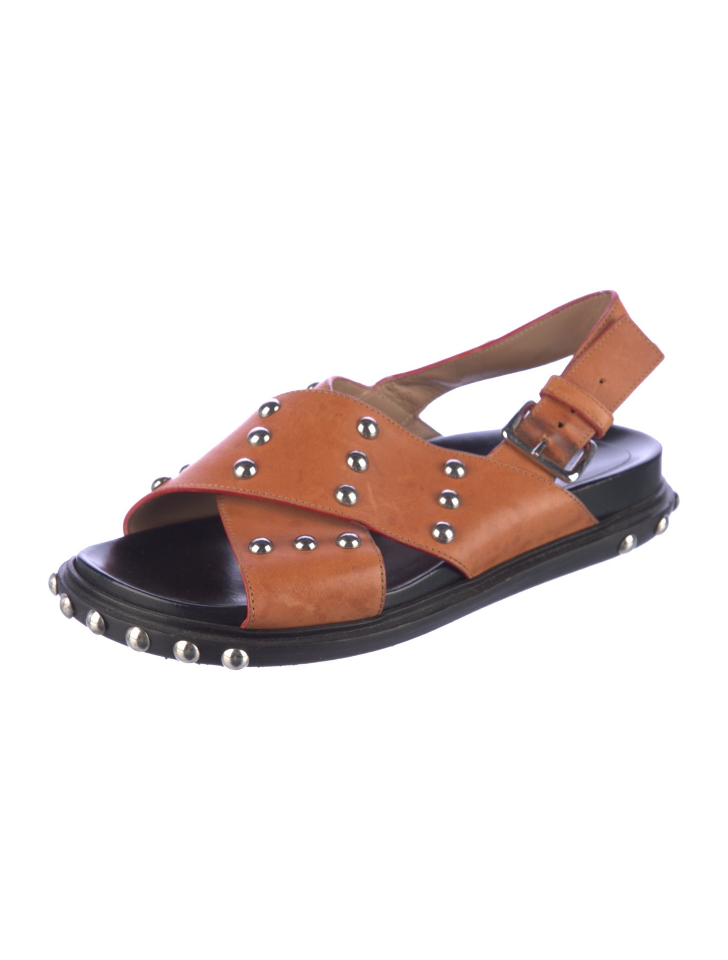 Marni Leather Colorblock Pattern Slingback Sandals