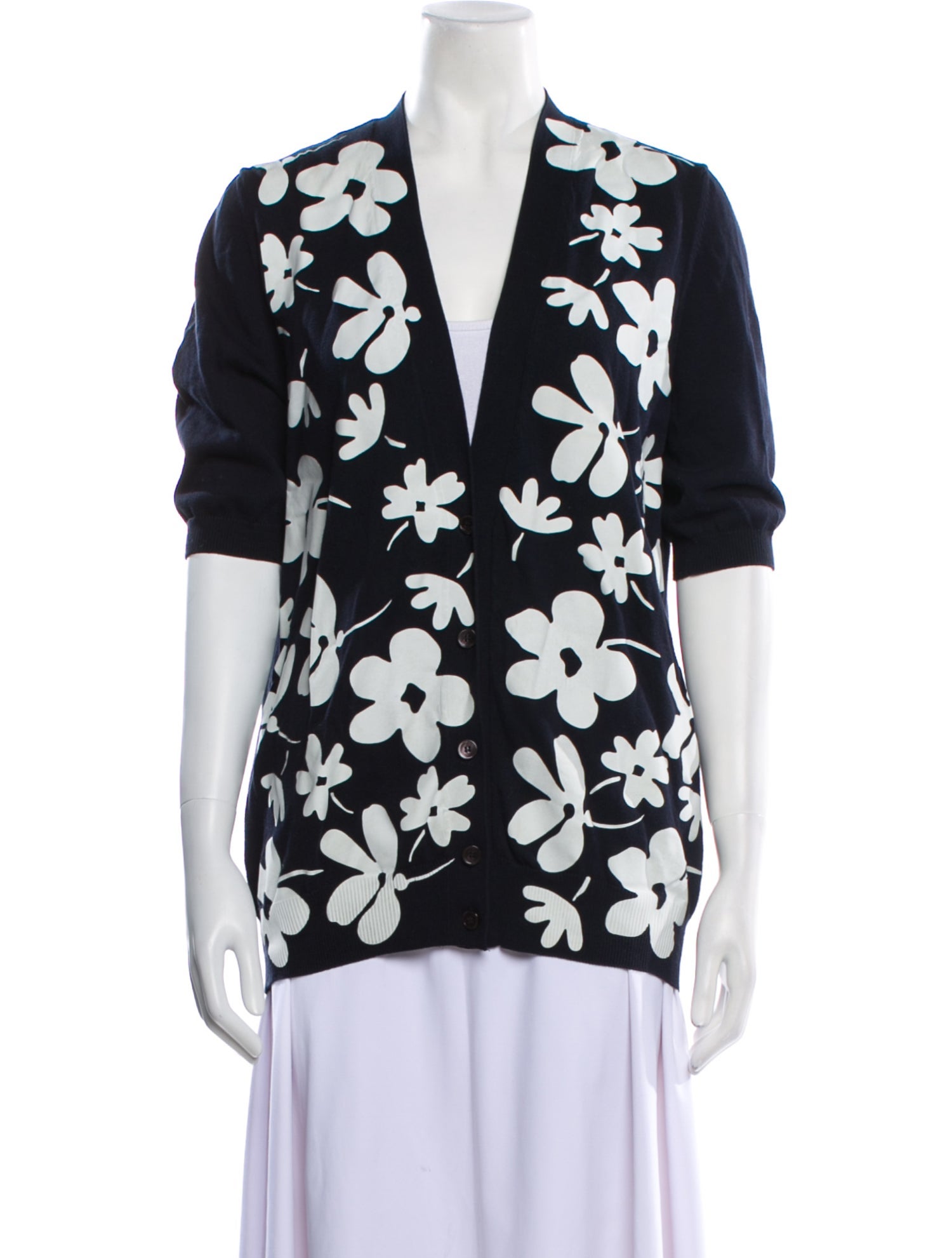 Marni Floral Print V-Neck Sweater