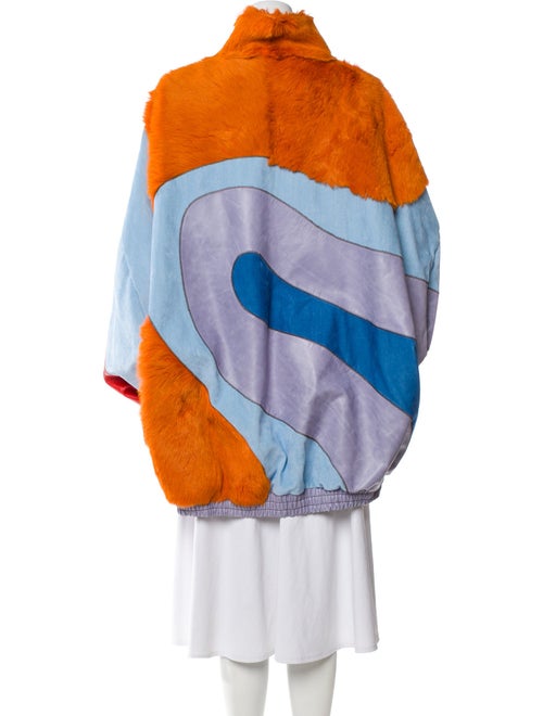 Marni Leather Colorblock Pattern Fur Coat