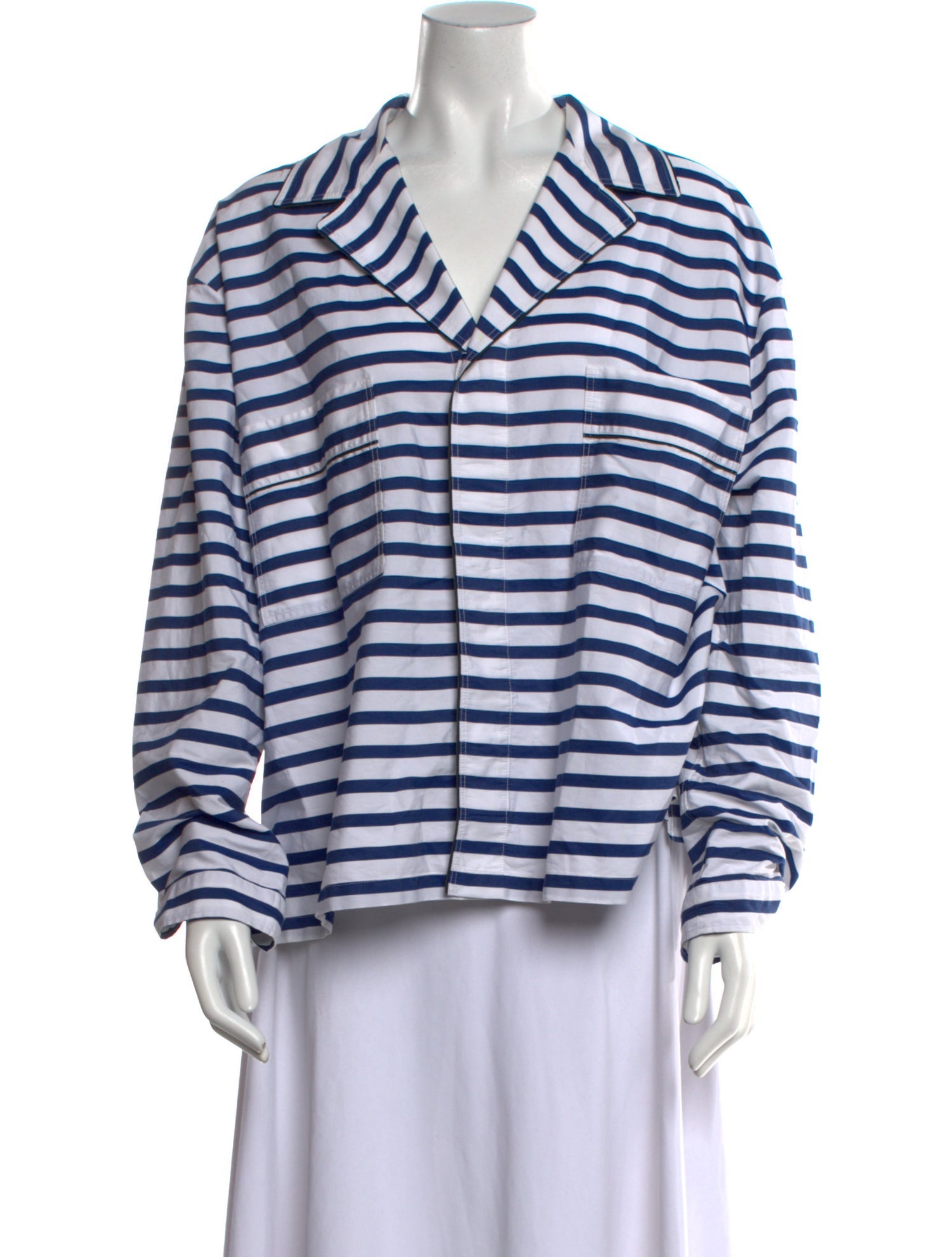 Marni Striped V-Neck Button-Up Top