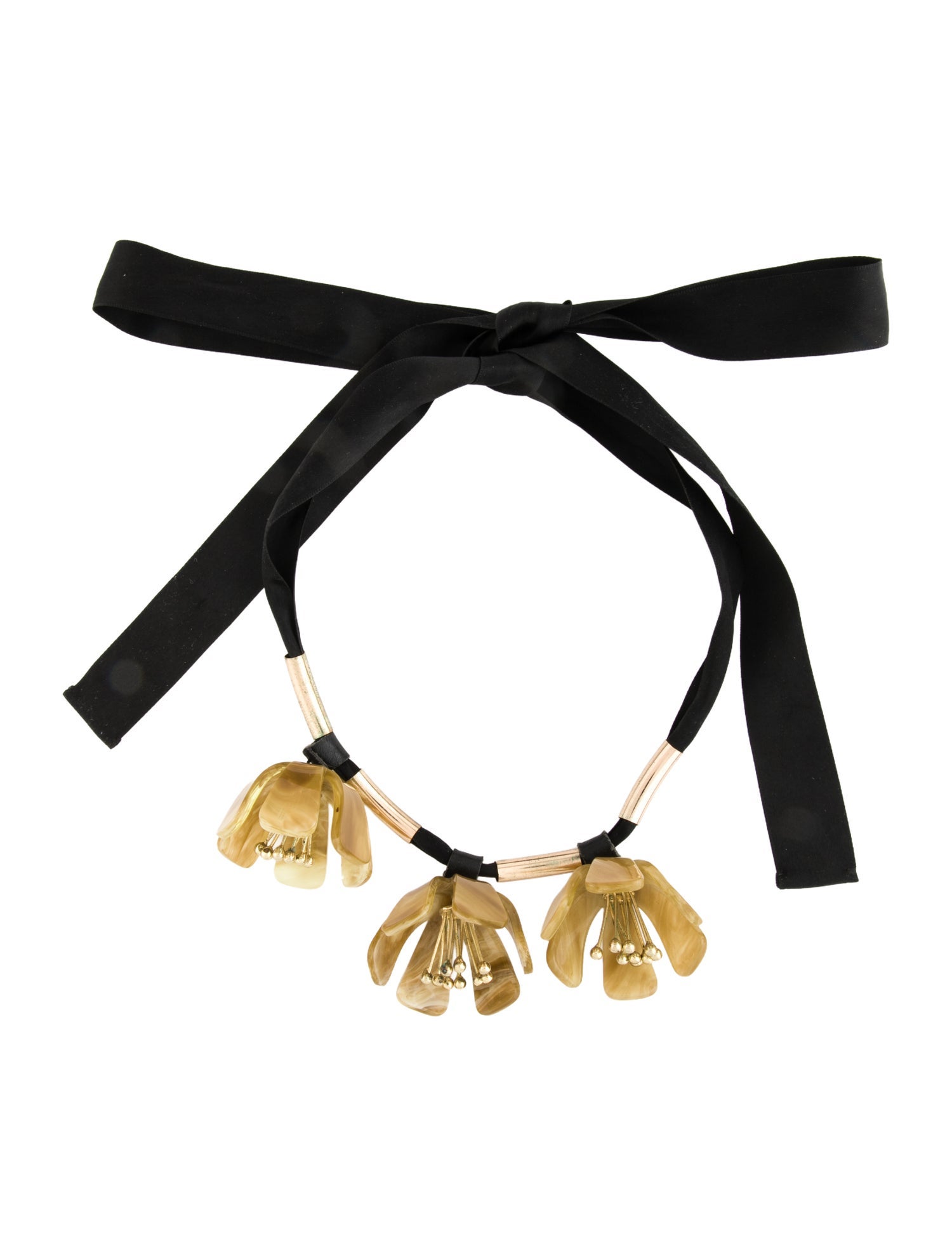 Marni Resin & Ribbon Flower Collar Necklace