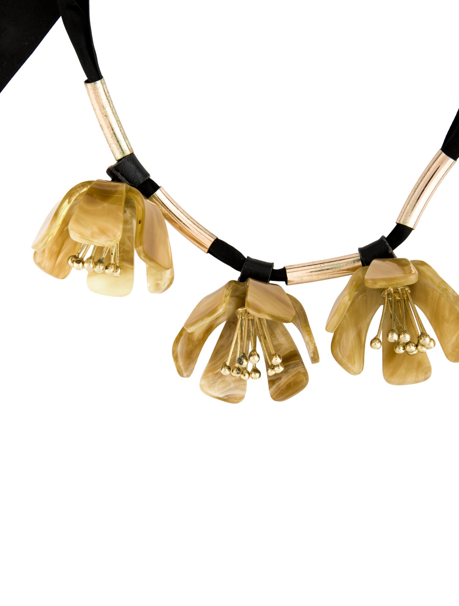 Marni Resin & Ribbon Flower Collar Necklace