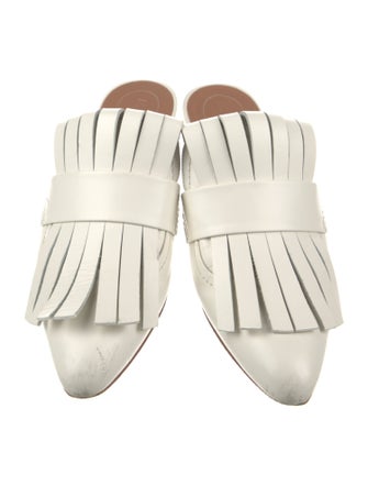 Marni Leather Fringe Trim Accent Mules