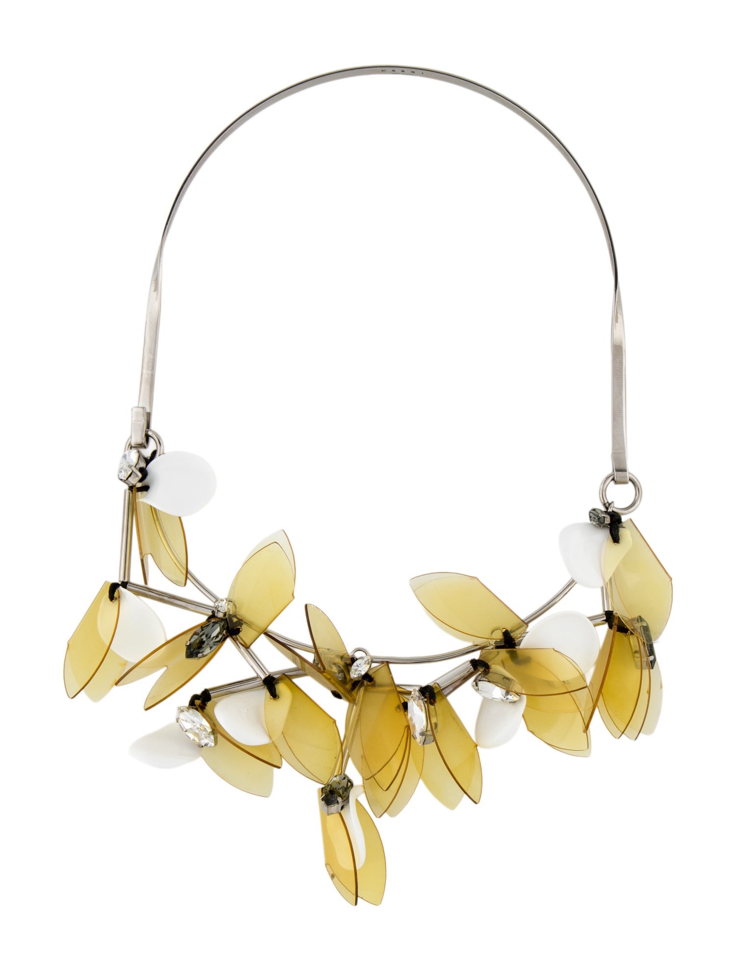 Marni Lucite, Crystal & Resin Petal Collar Necklace