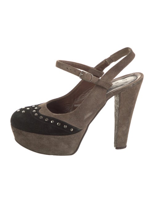 Marni Suede Colorblock Pattern Slingback Pumps