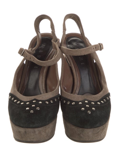 Marni Suede Colorblock Pattern Slingback Pumps