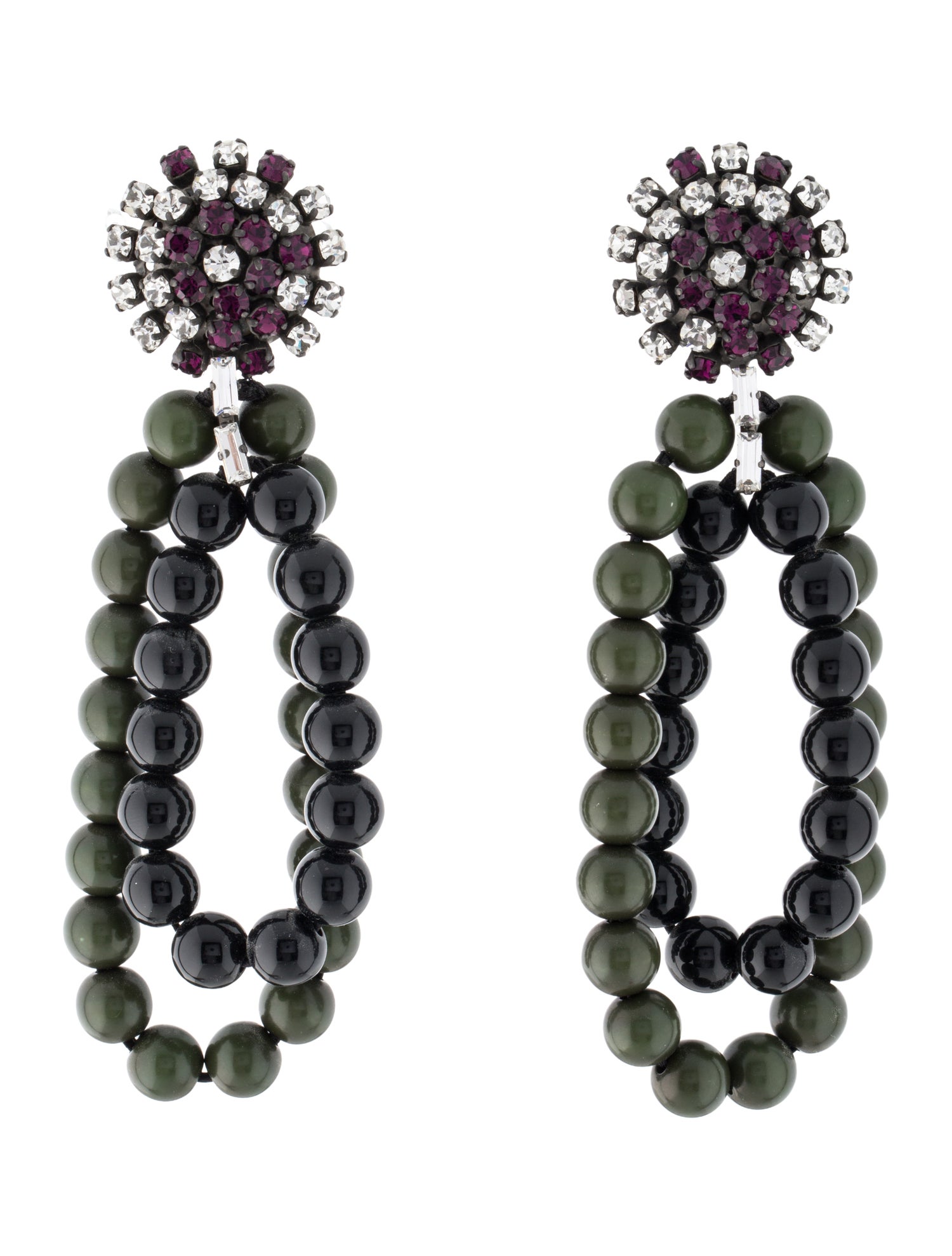 Marni Crystal Beaded Drop Clip-On Earrings