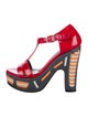 Marni Patent Leather Colorblock Pattern T-Strap Sandals