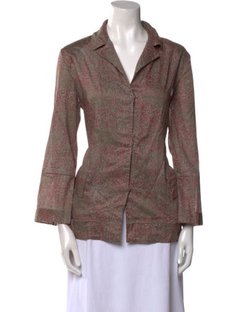 Marni Printed Three-Quarter Sleeve Button-Up Top