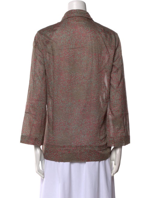 Marni Printed Three-Quarter Sleeve Button-Up Top