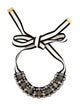 Marni Crystal, Horn & Canvas Collar Necklace