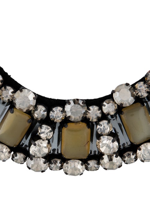 Marni Crystal, Horn & Canvas Collar Necklace