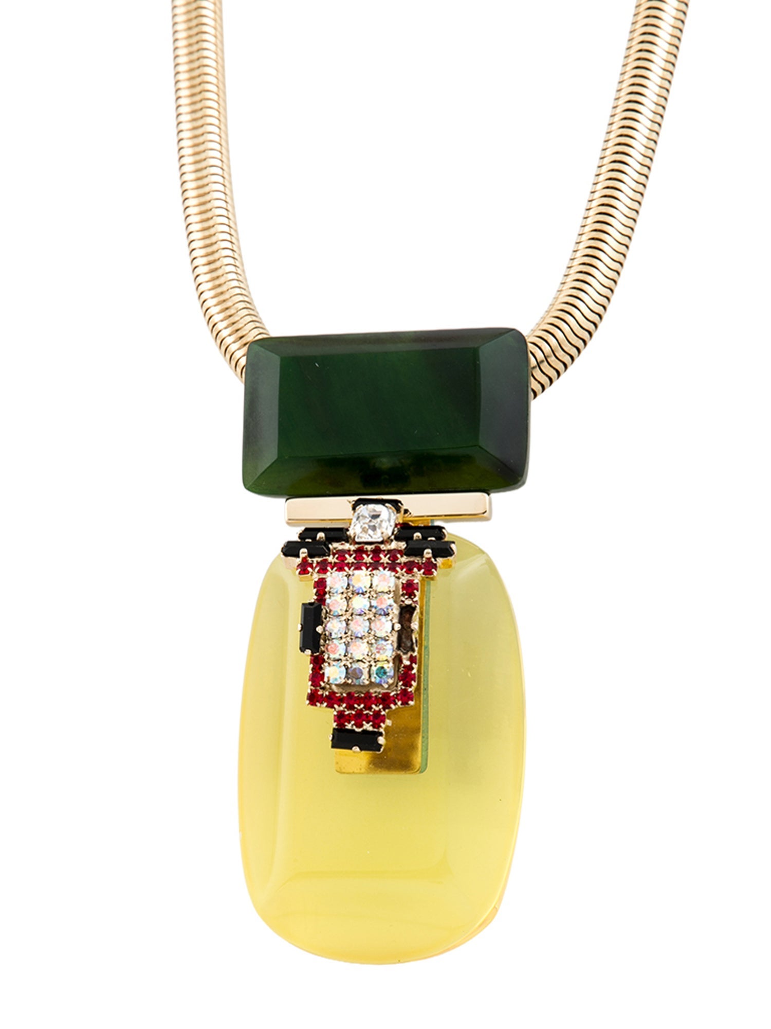 Marni Horn, Resin & Crystal Pendant Necklace