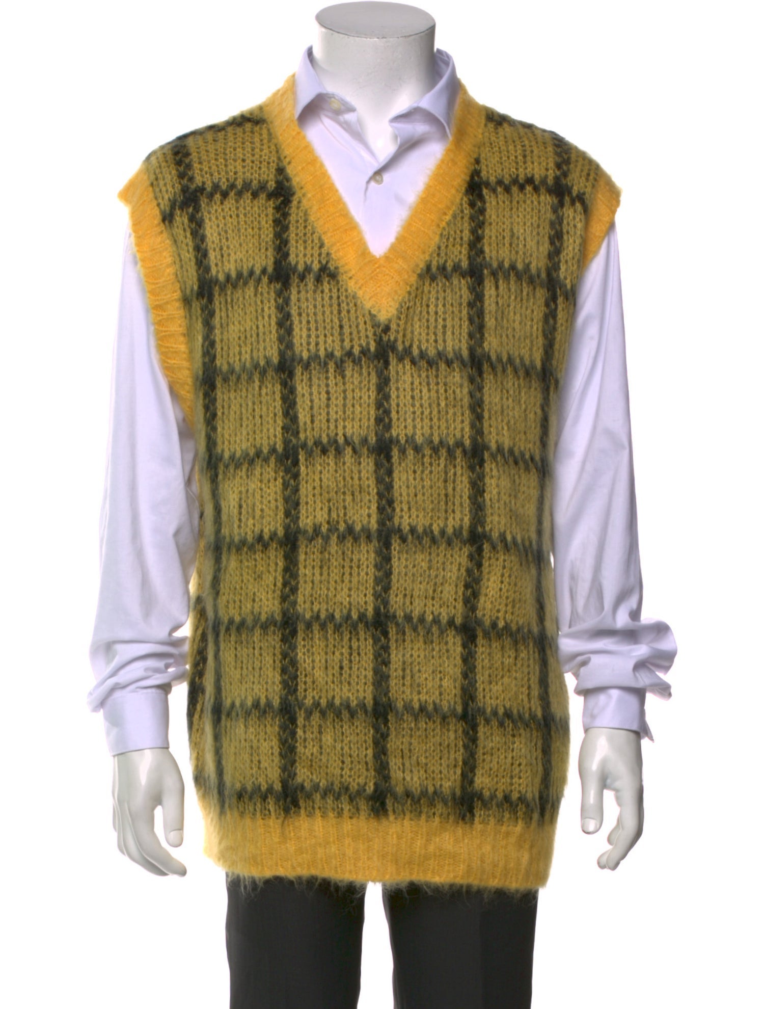 Marni Plaid Print V-Neck Henley