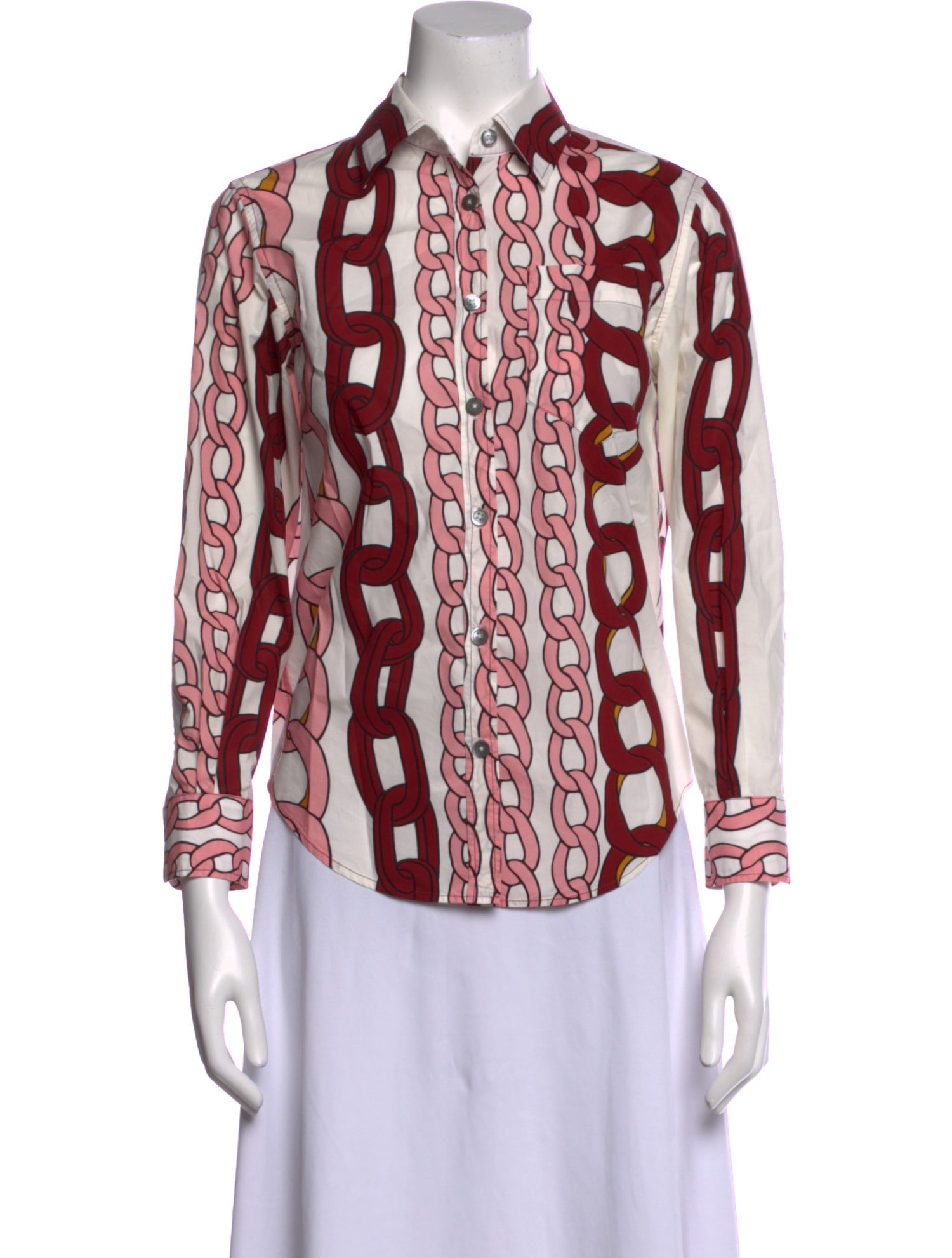 Marni Printed Three-Quarter Sleeve Button-Up Top