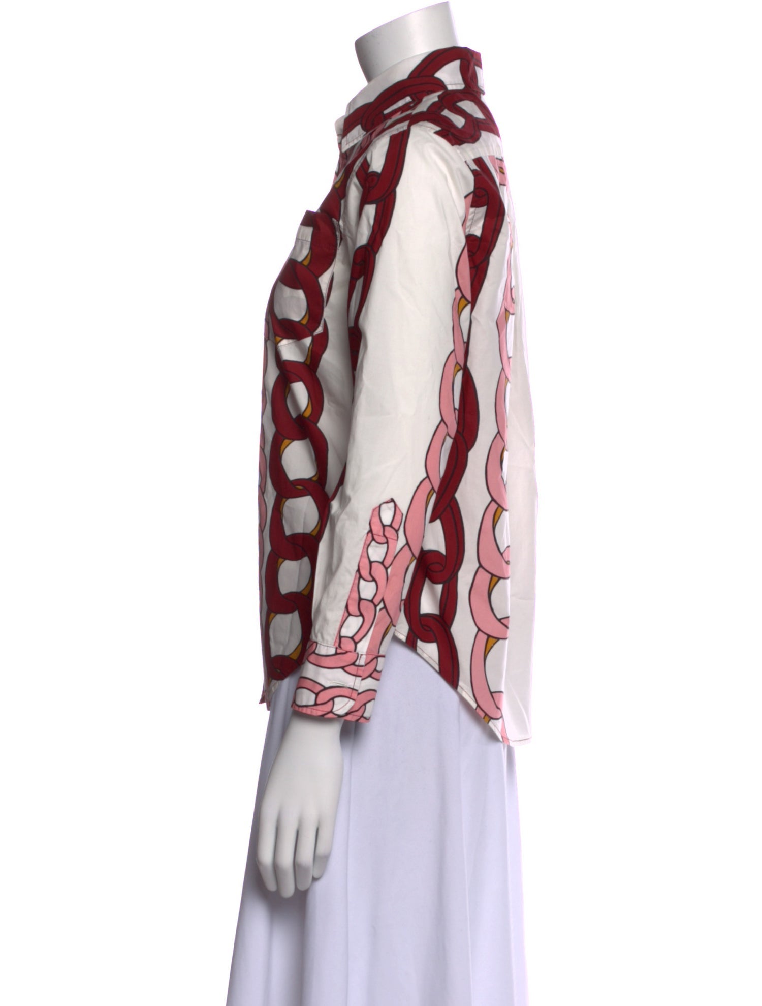 Marni Printed Three-Quarter Sleeve Button-Up Top