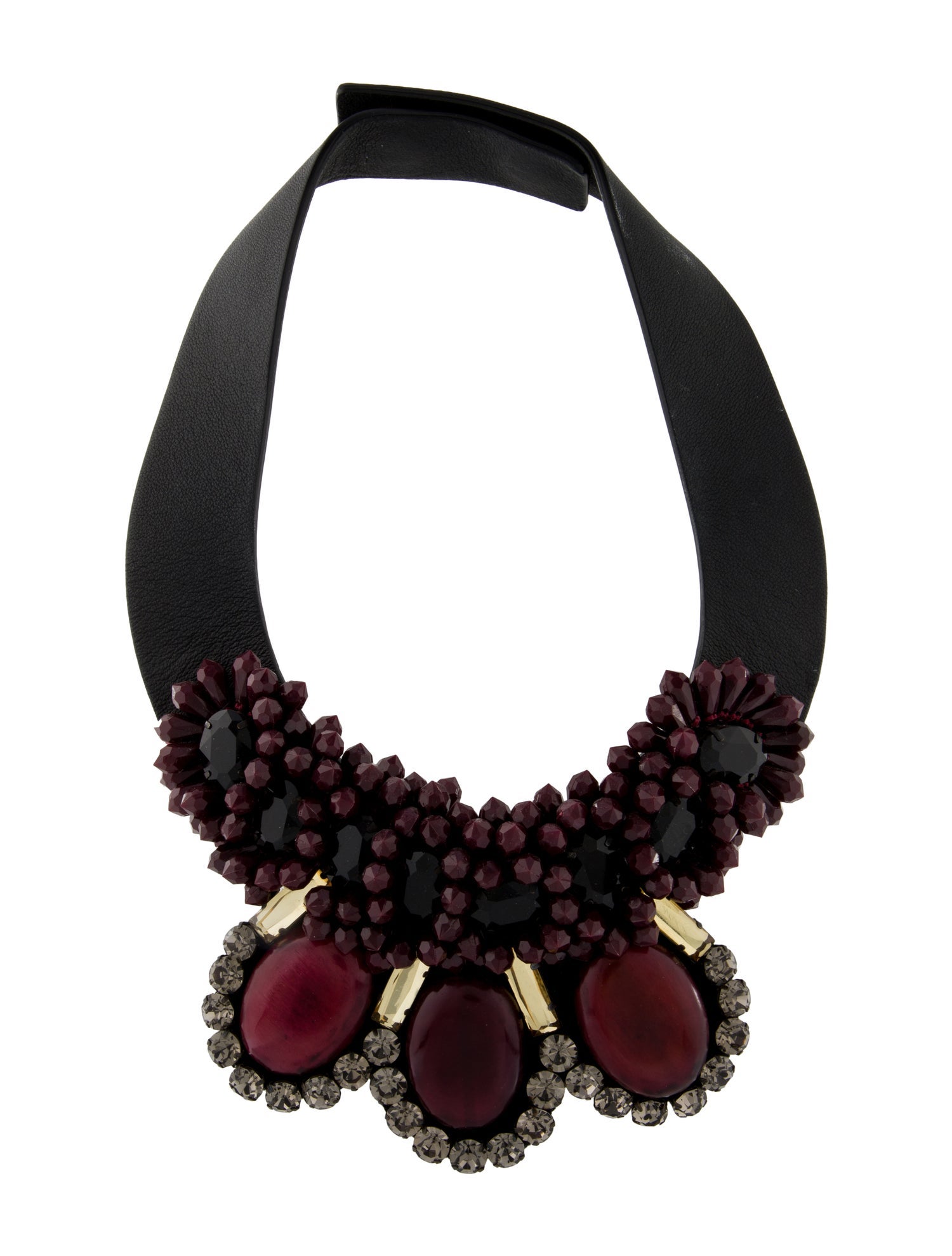 Marni Horn, Crystal & Leather Collar Necklace