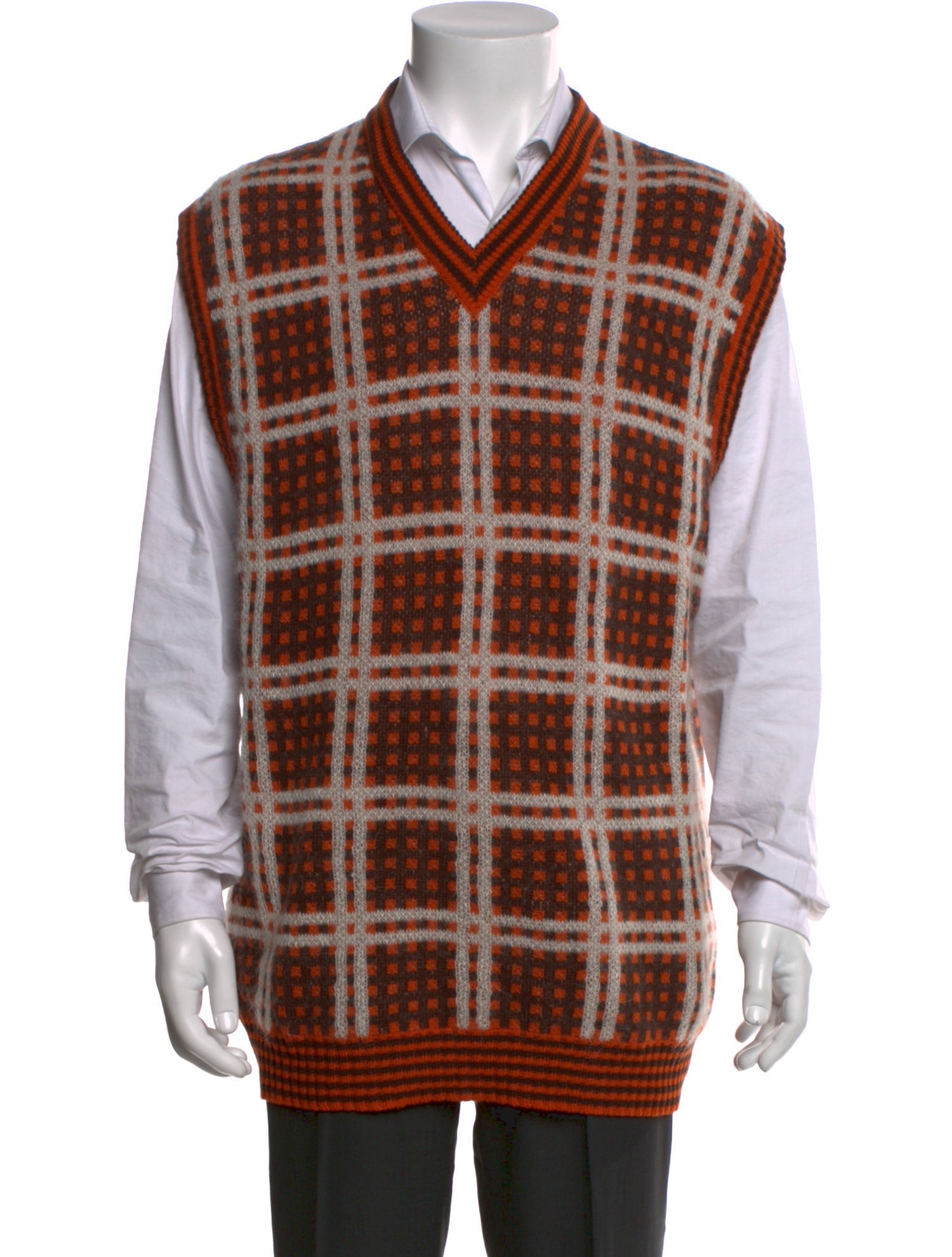 Marni Virgin Wool Plaid Print Sweater Vest