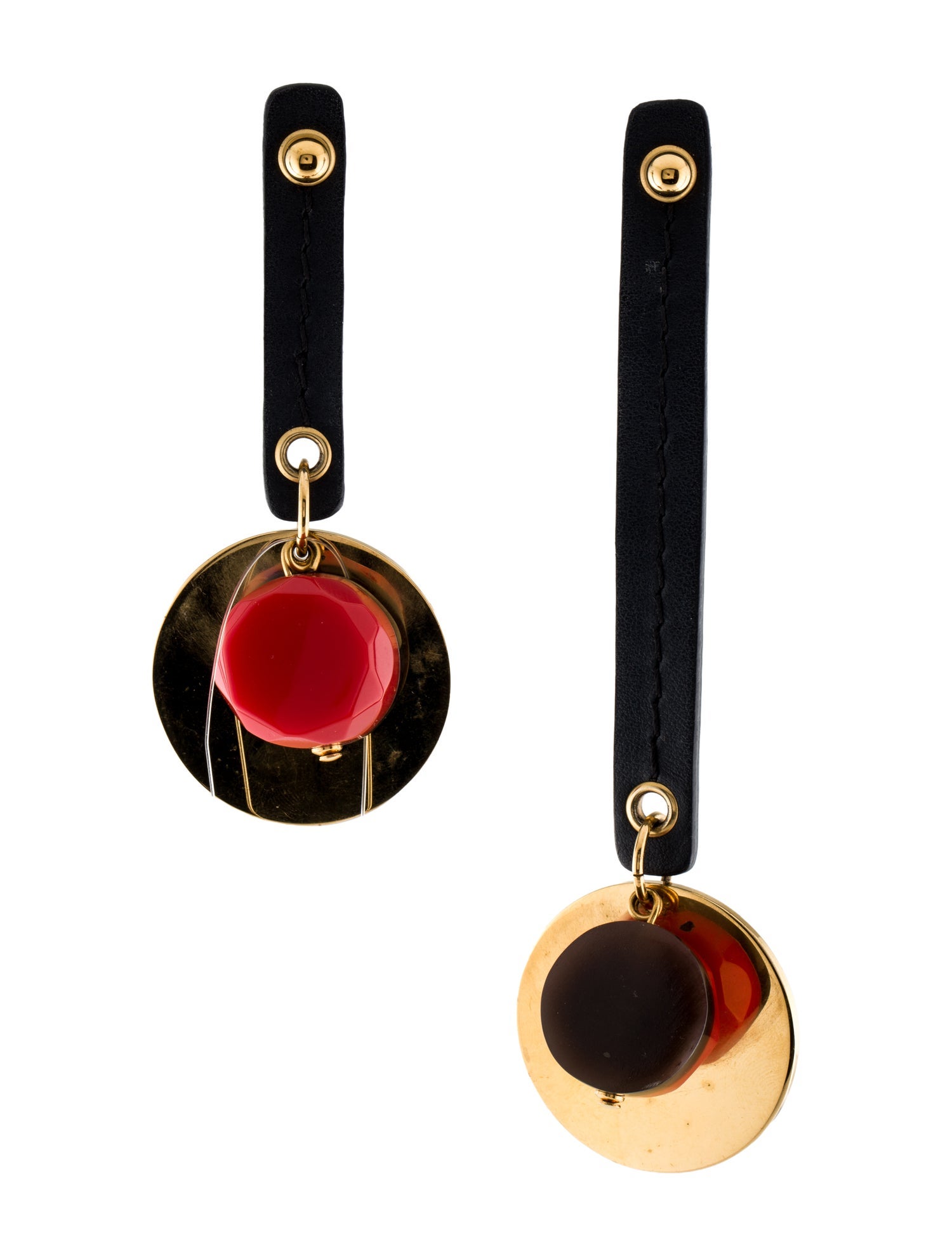 Marni Leather & Resin Asymmetrical Drop Earrings