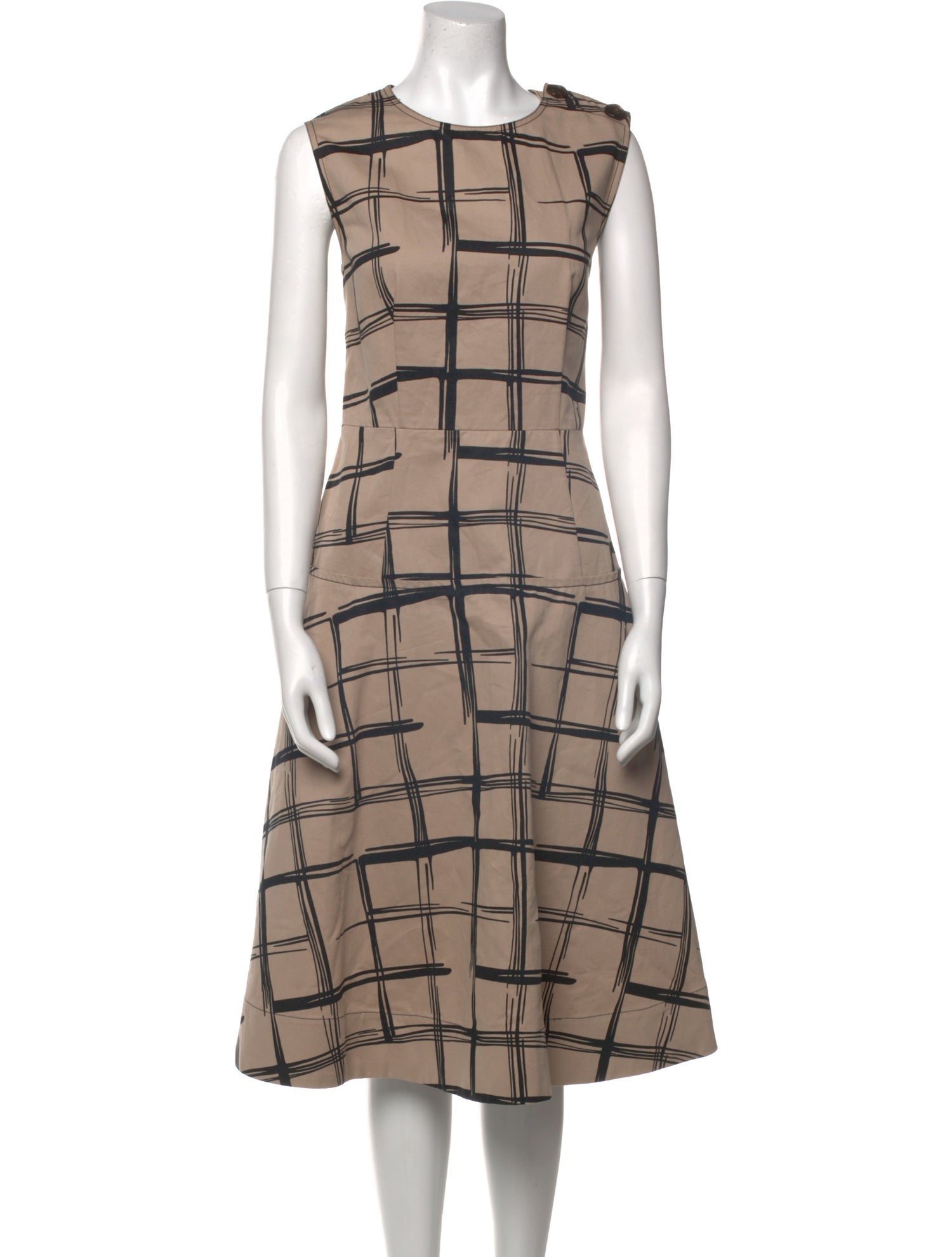 Marni Plaid Print Midi Length Dress