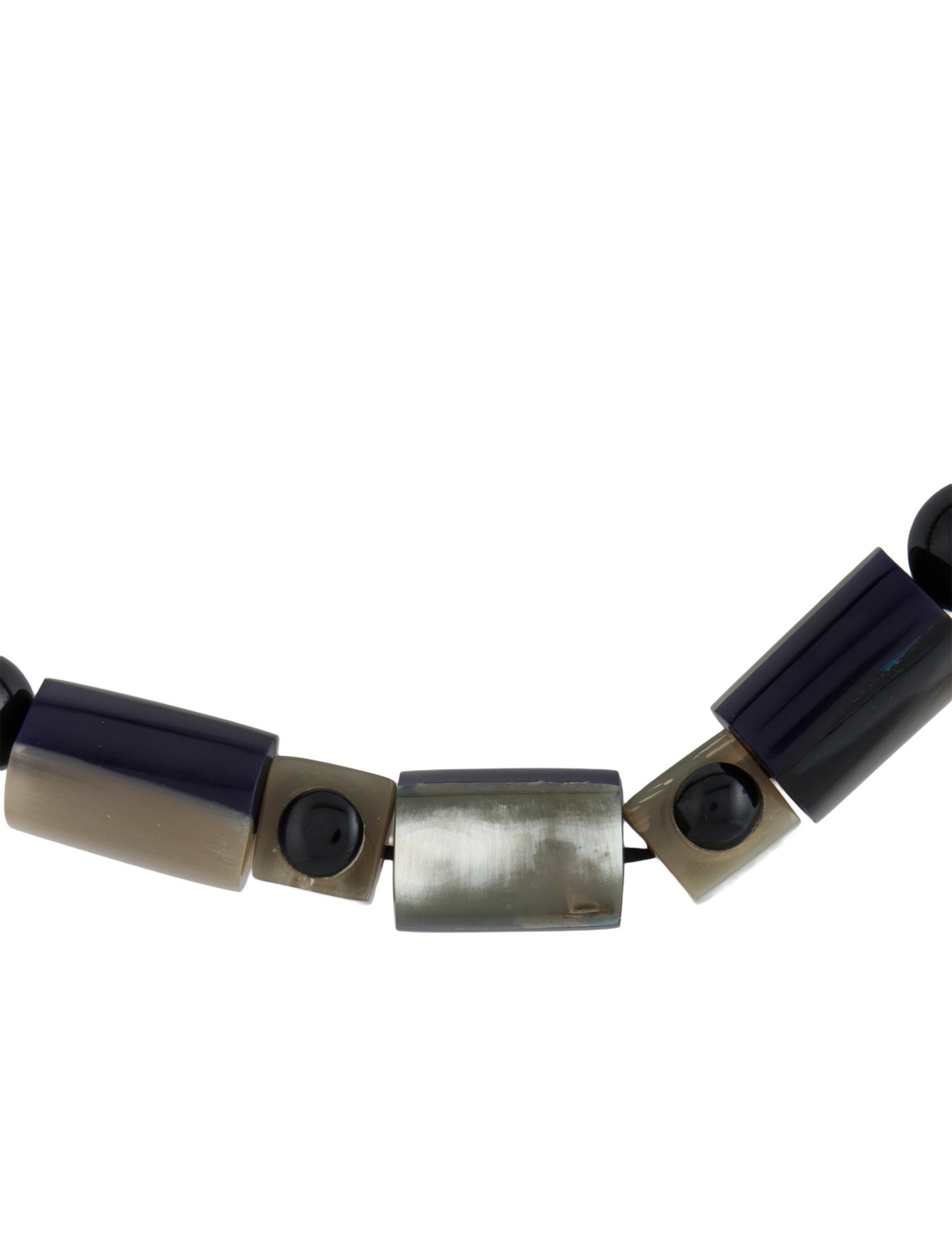 Marni Horn, Ribbon & Resin Bead Strand Necklace