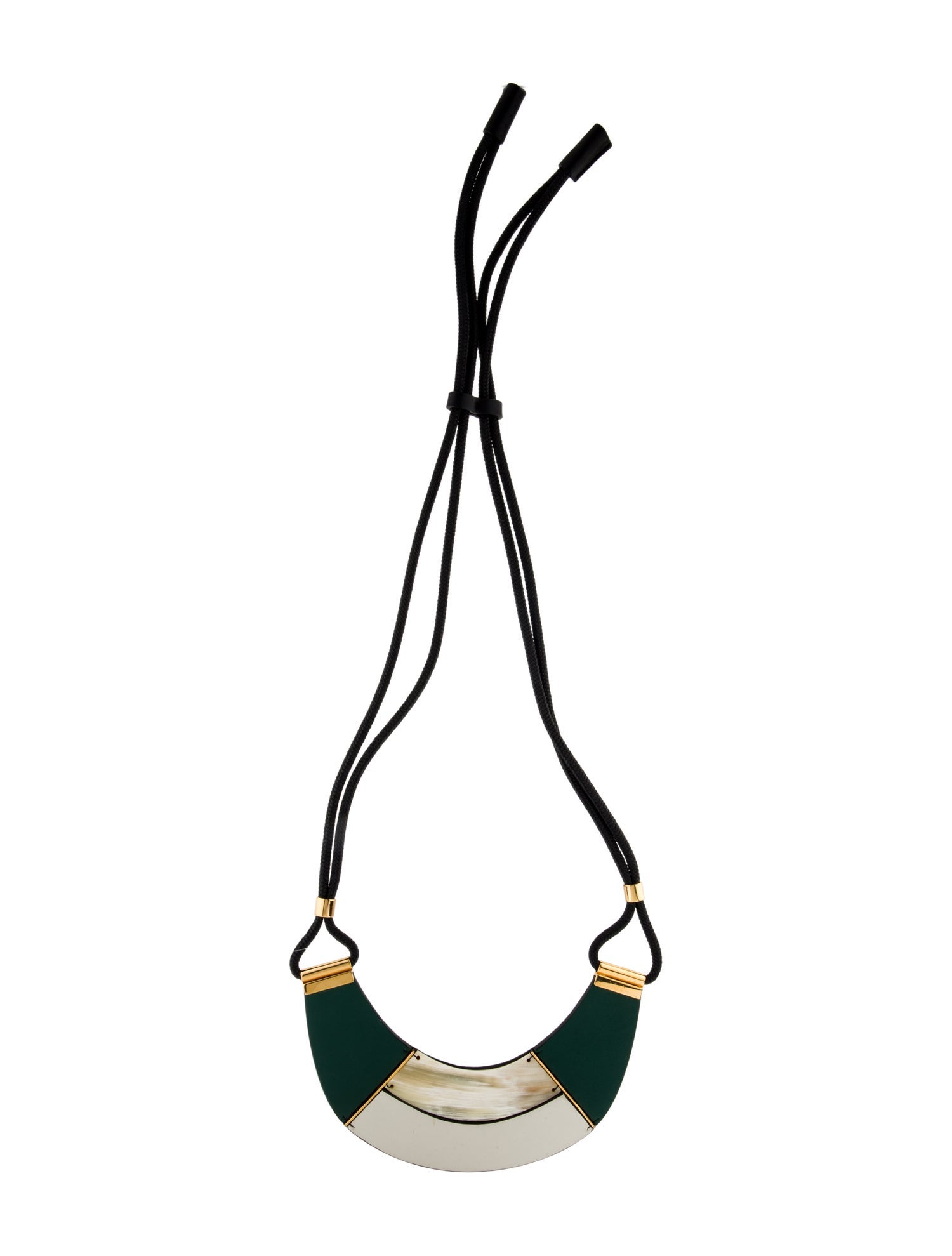 Marni Leather, Horn, & Cord Collar Necklace