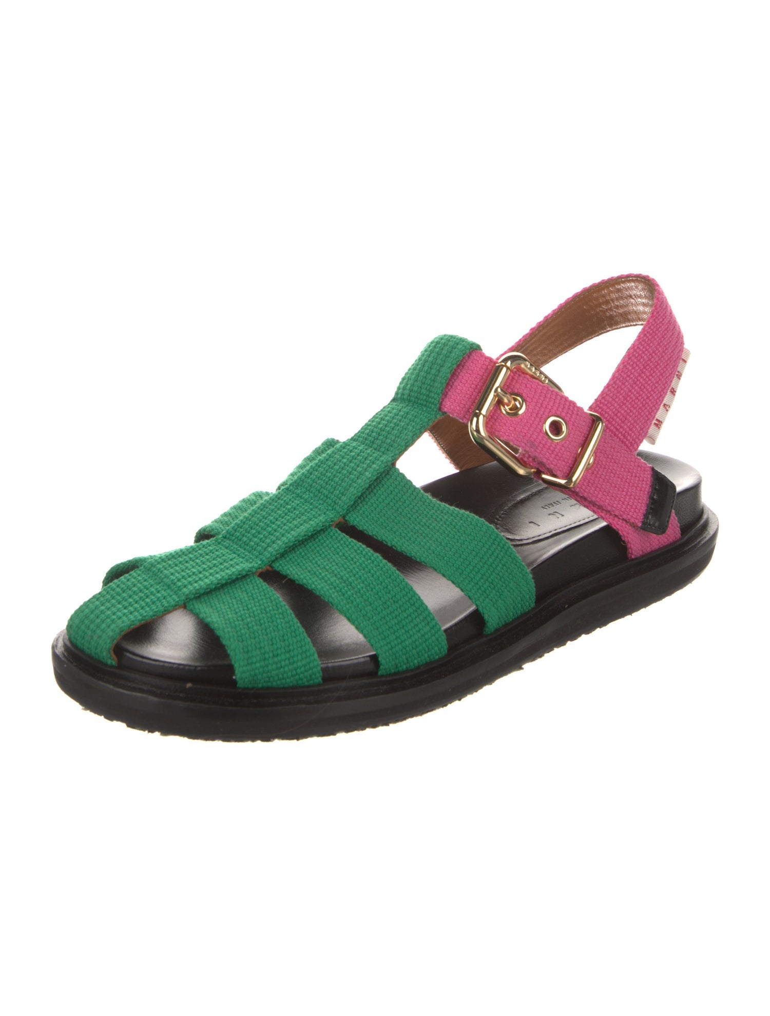 Marni Canvas Colorblock Pattern Gladiator Sandals