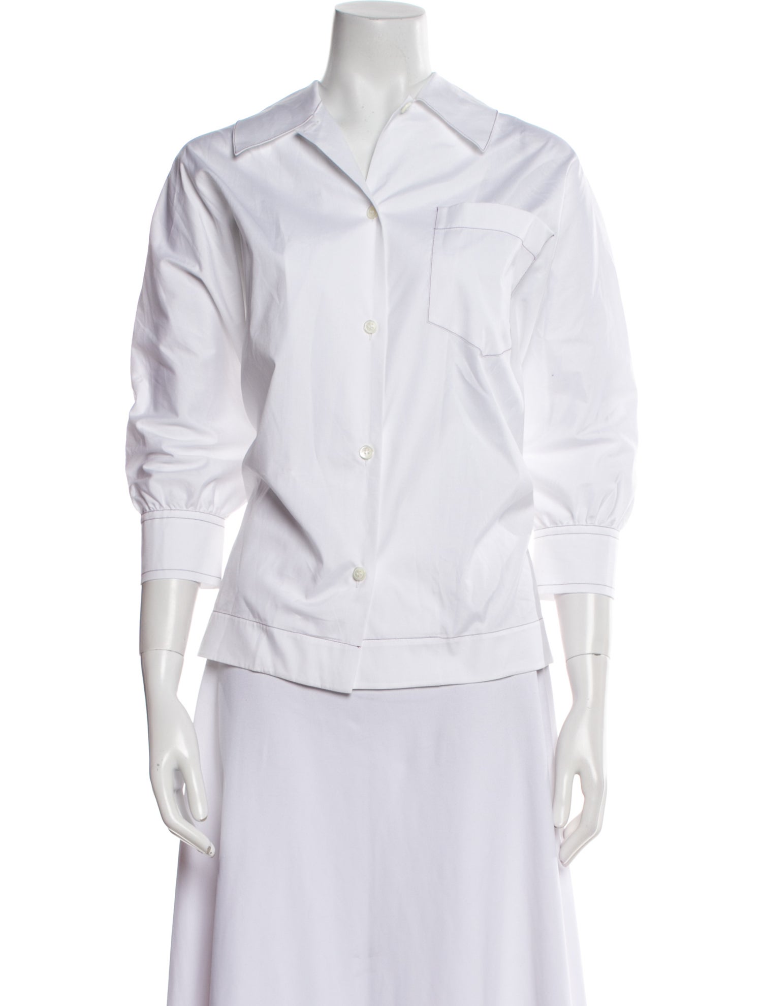 Marni Three-Quarter Sleeve Button-Up Top