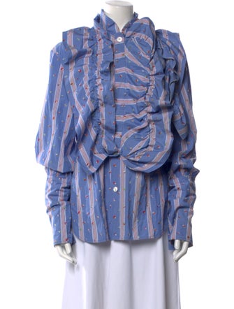 Marni Printed Mock Neck Button-Up Top