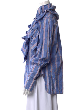 Marni Printed Mock Neck Button-Up Top