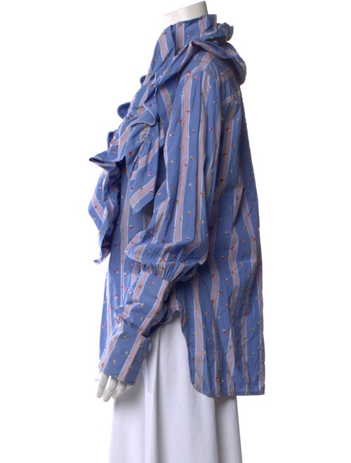 Marni Printed Mock Neck Button-Up Top