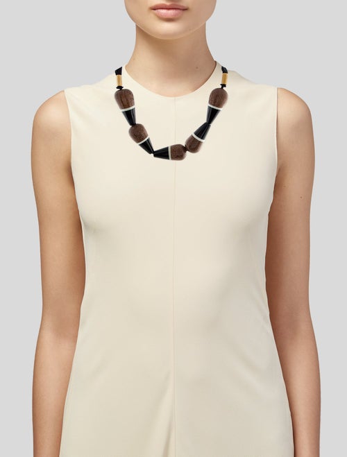 Marni Wood, Resin, & Ribbon Collar Necklace