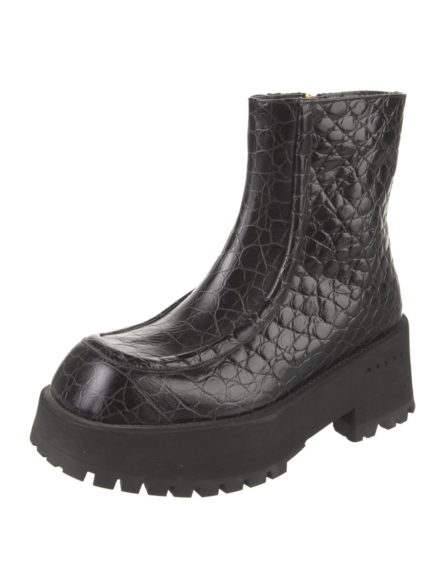 Marni Embossed Leather Combat Boots