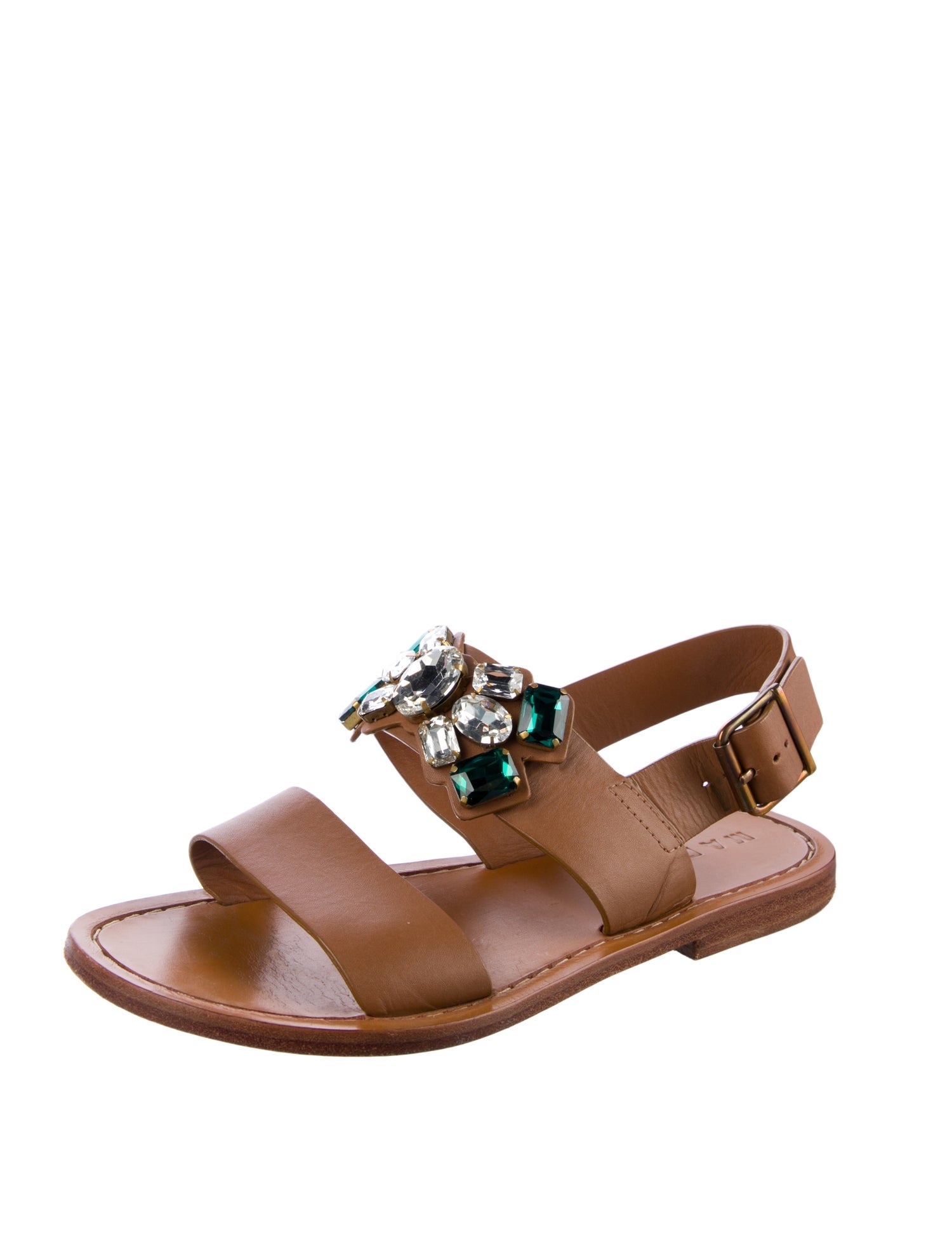 Marni Leather Crystal Embellishments Gladiator Sandals
