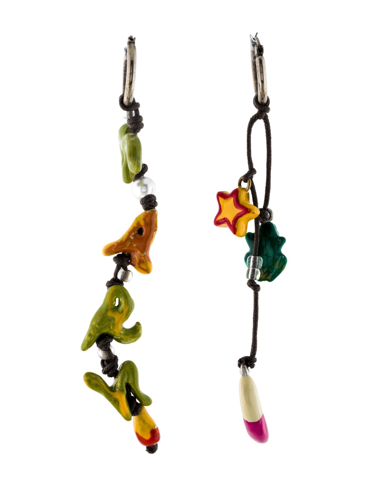 Marni x No Vacancy Inn Faux Pearl, Enamel & Cord Drop Earrings