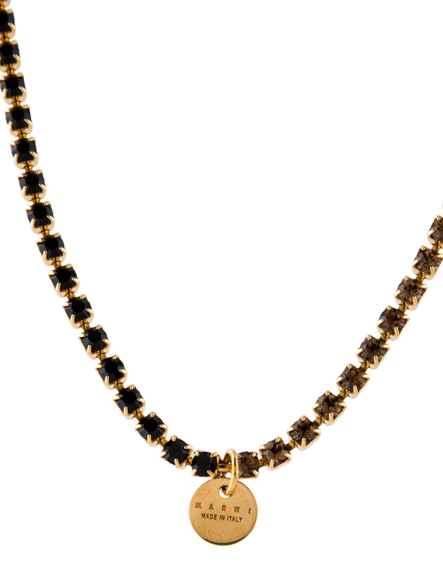 Marni Crystal & Fabric Flower Collar Necklace