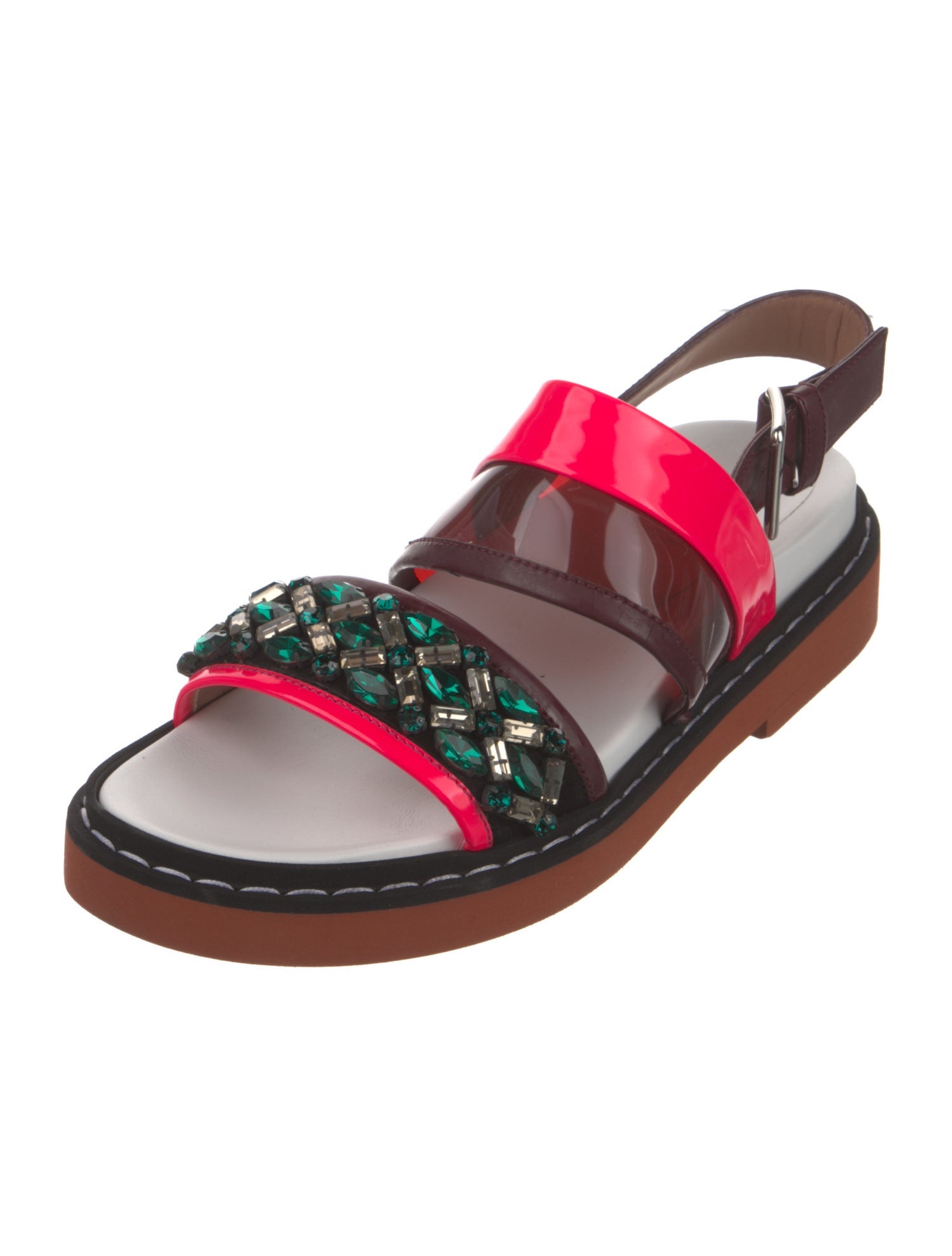 Marni PVC Colorblock Pattern Slingback Sandals