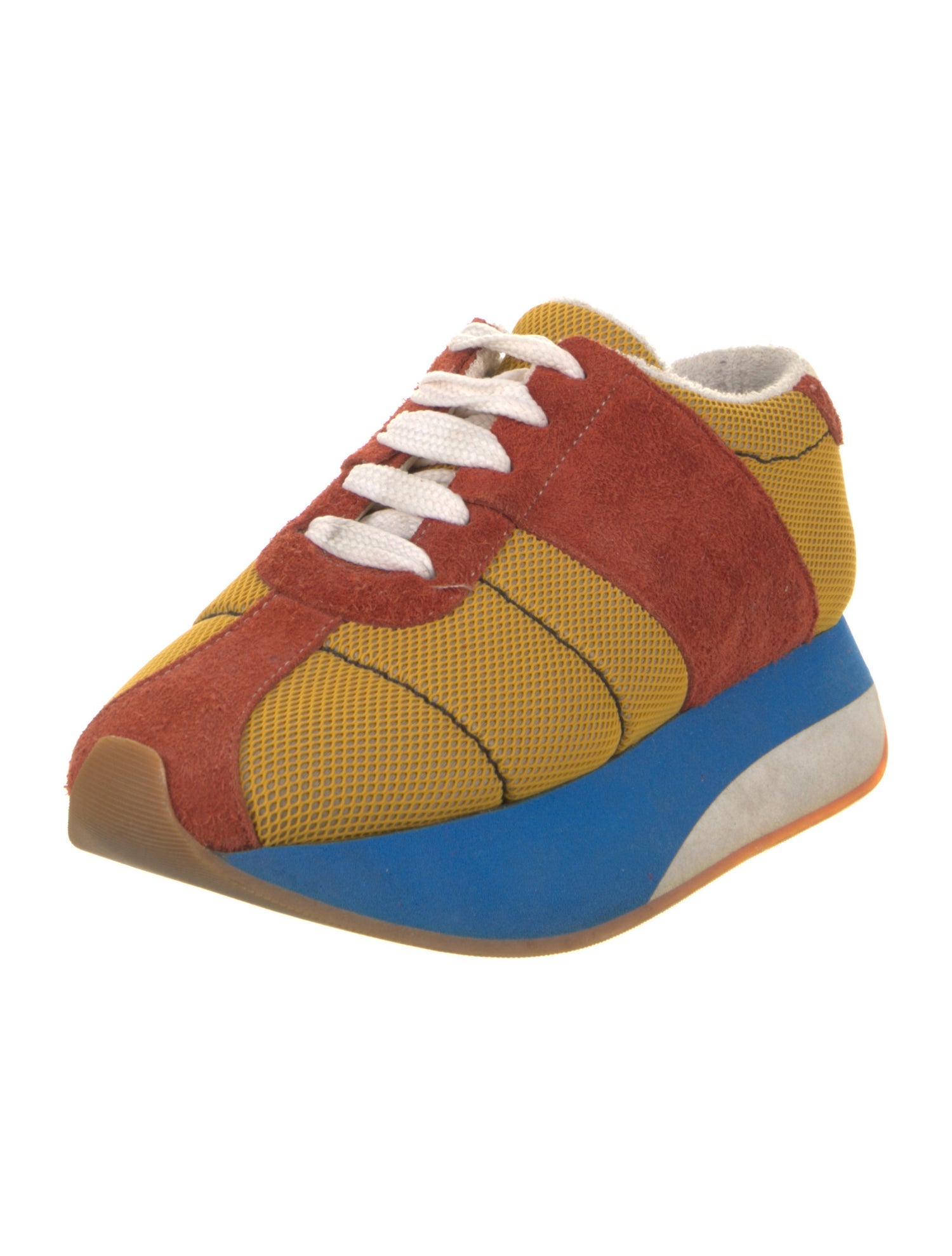 Marni Mesh Colorblock Pattern Wedge Sneakers