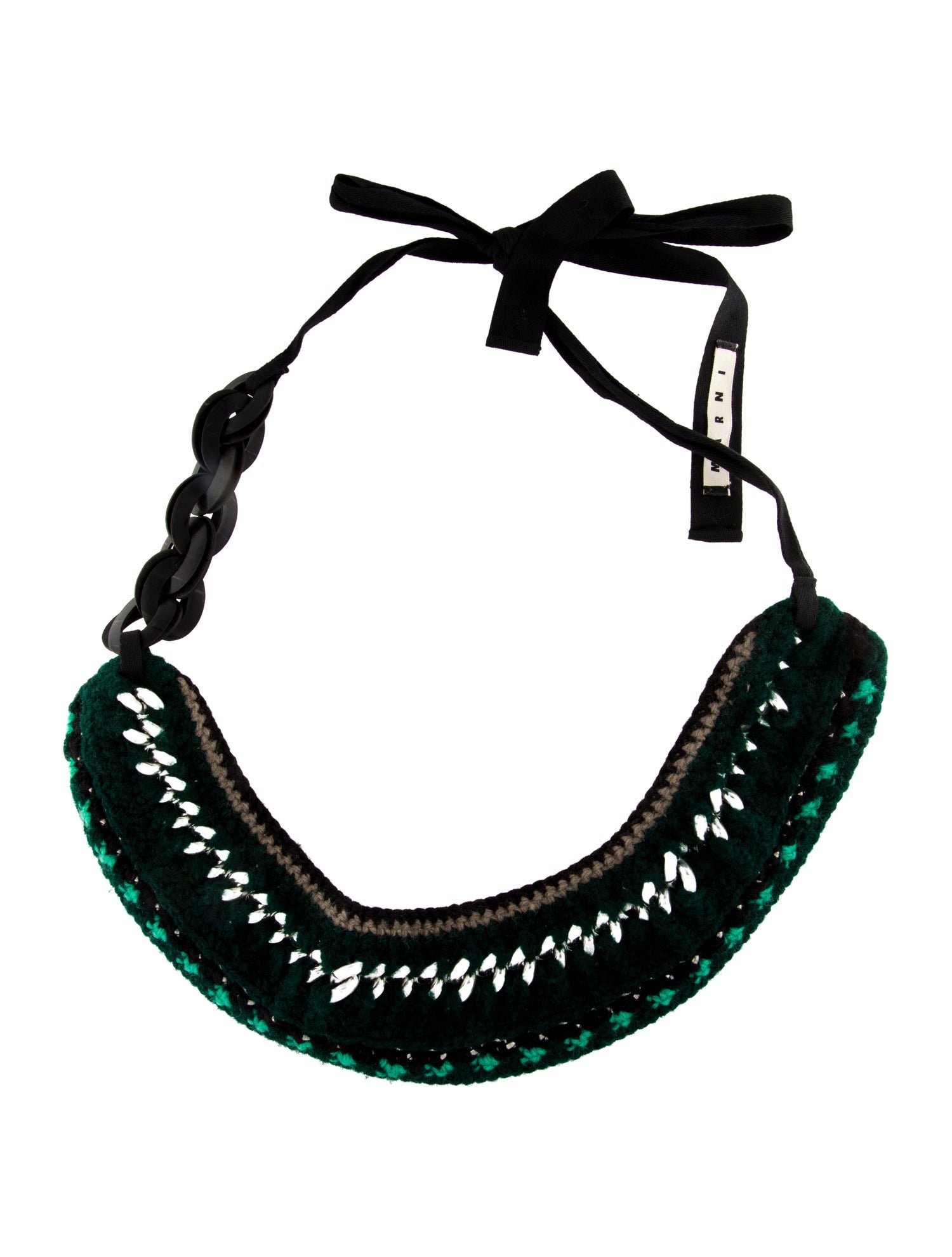 Marni Resin, Ribbon, & Wool Bib Collar Necklace