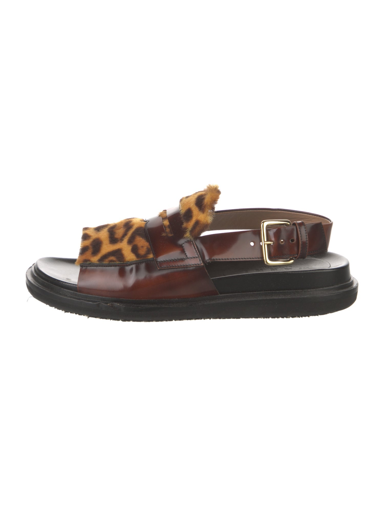 Marni Leather Animal Print Slingback Sandals