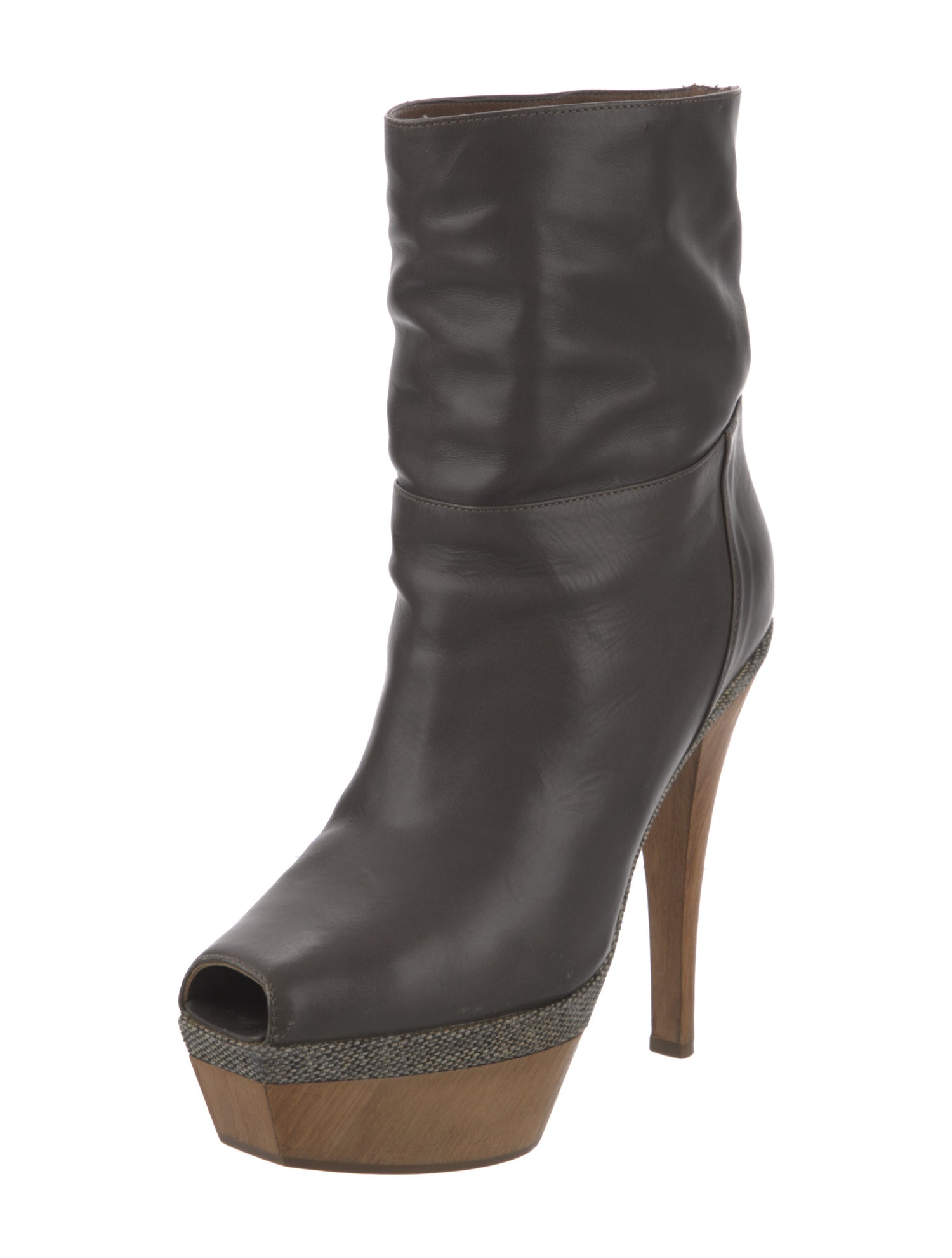 Marni Leather Colorblock Pattern Slouch Boots