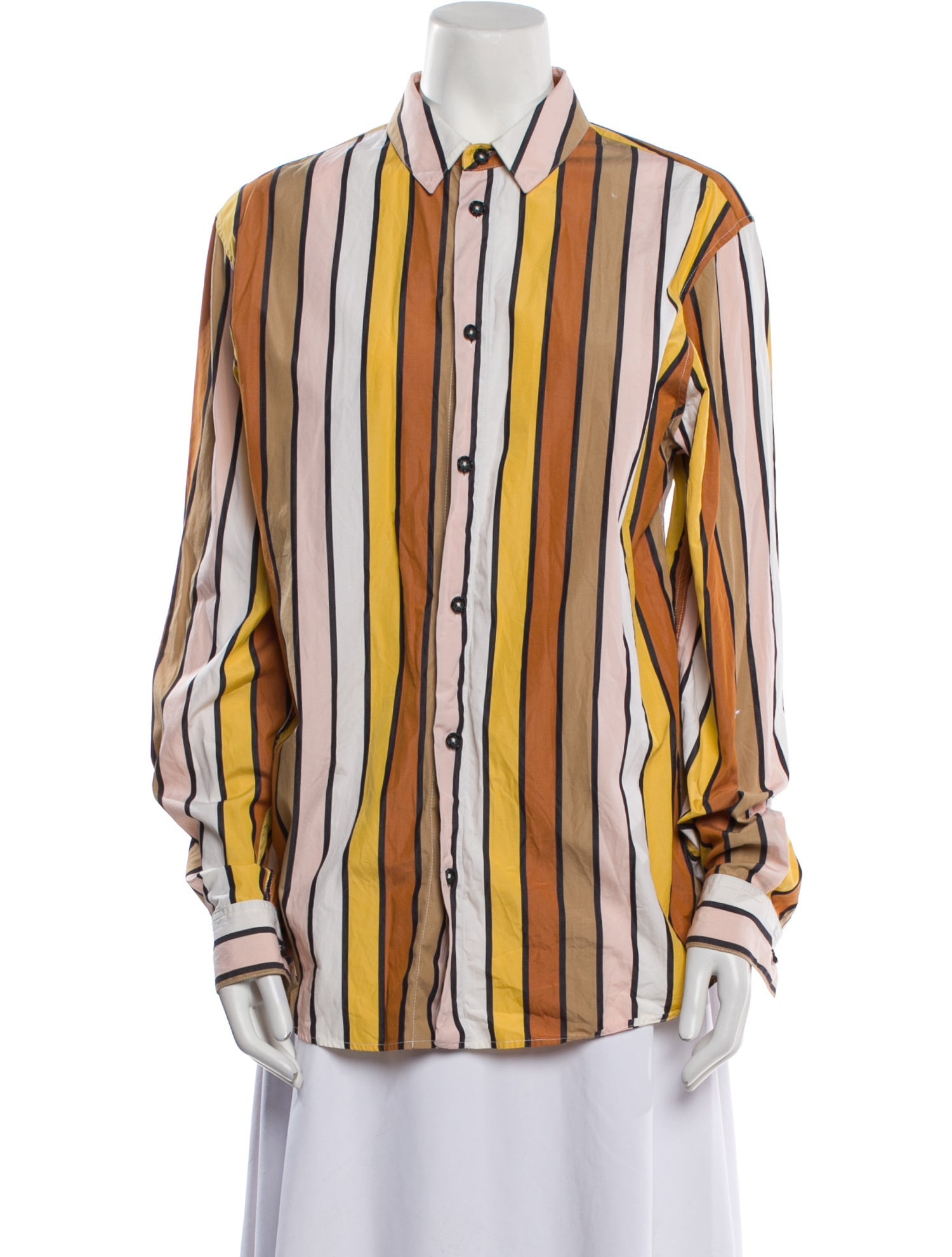 Marni Striped Long Sleeve Button-Up Top
