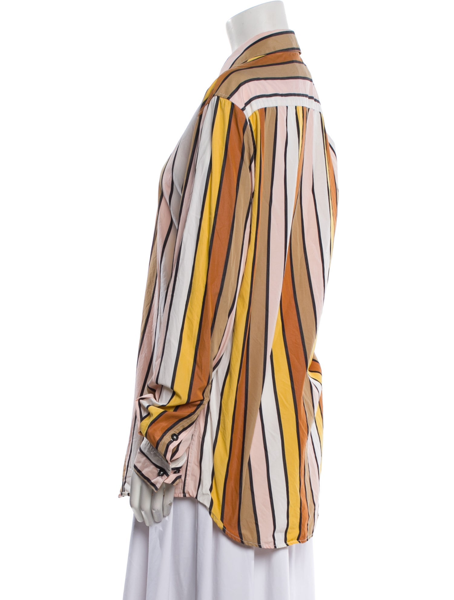 Marni Striped Long Sleeve Button-Up Top