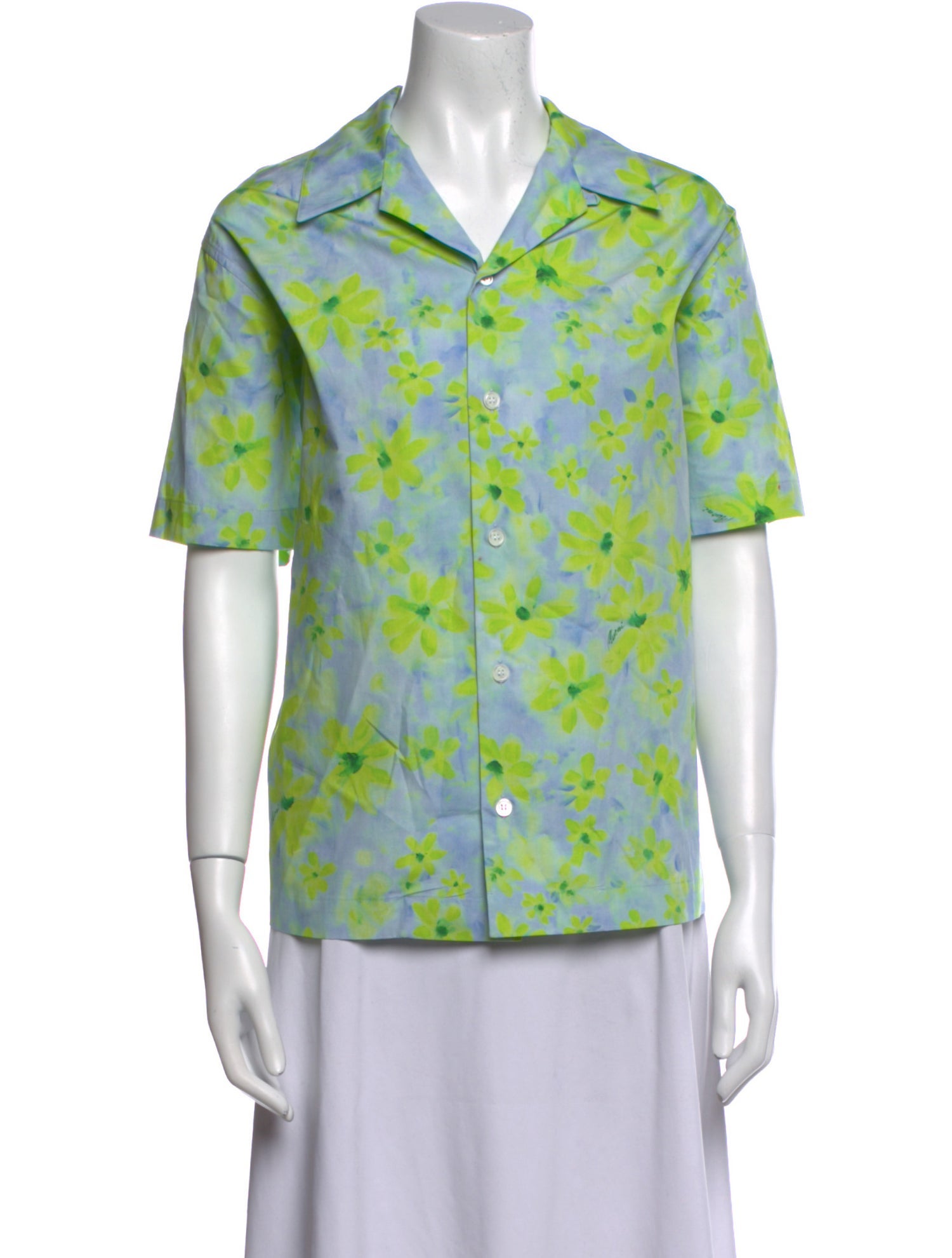 Marni Floral Print Short Sleeve Button-Up Top