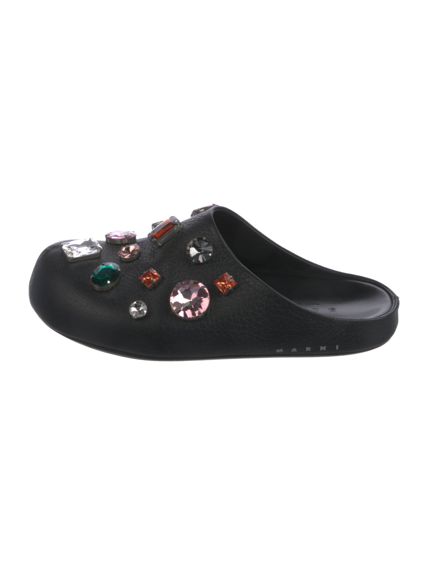 Marni Leather Crystal Embellishments Mules
