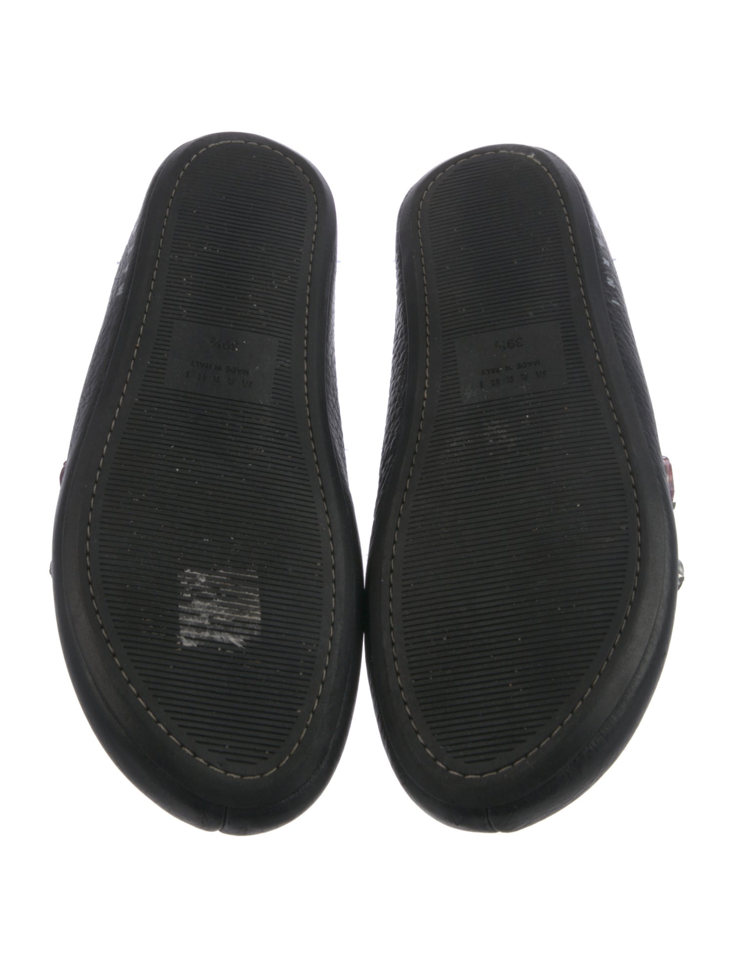 Marni Leather Crystal Embellishments Mules