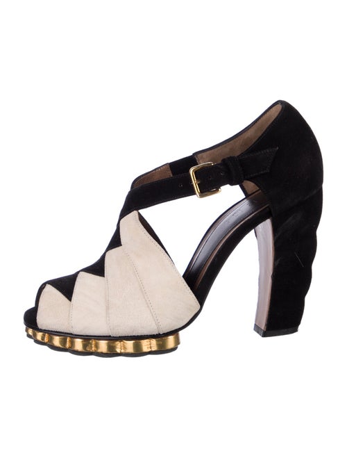 Marni Suede Printed T-Strap Pumps