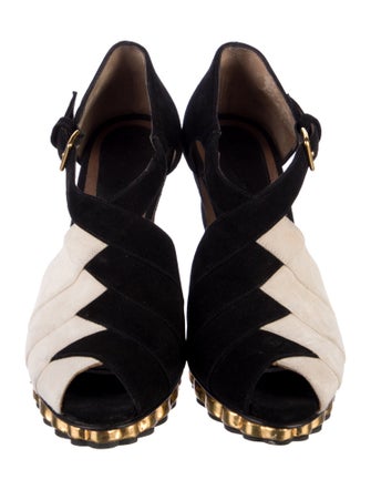 Marni Suede Printed T-Strap Pumps